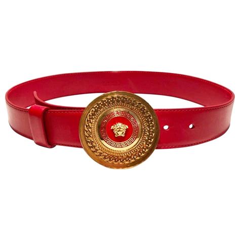 red and gold versace belt|red versace belt gold buckle.